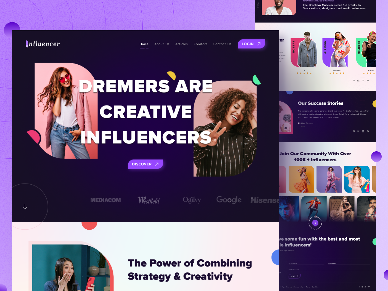 Influencer Website by Yudiz Solutions Ltd on Dribbble