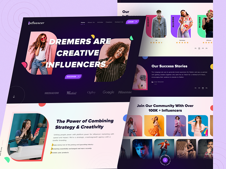 Influencer Website by Yudiz Solutions Ltd on Dribbble