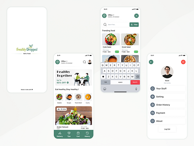 Freshly Dropped (App for order healthy meals) | App UI Design app design figma flutter illustration typography ui ux