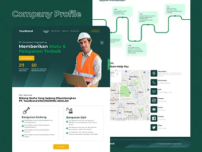 Company Profile aplikasi branding bridge company profile construction design english feedback graphic design illustration indonesia instagram landing page logo pekerjaan umum typography ui ux vector youtube