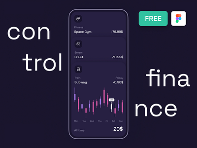 Finance App UI app application dark theme design finance fintech free free template template ui ux