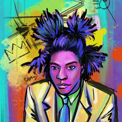 Portrait of Jean Michel Basquiat color illustration portrait procreate