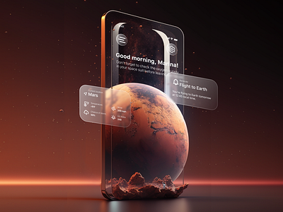 Planetary Weather App Concept 3d app design application astranaut design concept glass ios life on mars mobile nasa service design space space travel space x spacex ui ui design weather app