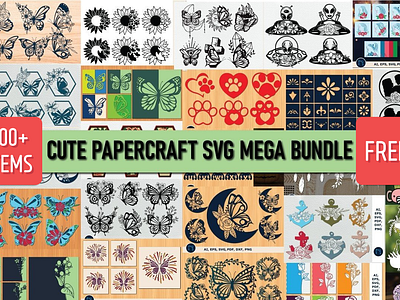 Cute Paper Craft SVG Mega Bundle branding craft cut graphic design handmade illustration logo svg