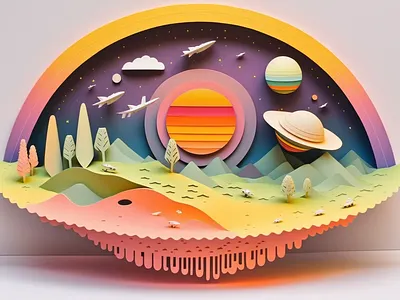 Layered Paper Concept Design 3d aiartwork concept design digitalart digitaldesign graphic design graphics layeredpaper midjourney paperart ui