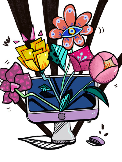 Blooming apple color design illustration