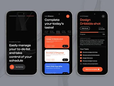 TaskHero - Daily Tasks Management App app clean daily dark ui deadlines design ios management mobile app progress projects schedule tasks todo list typography ui ux