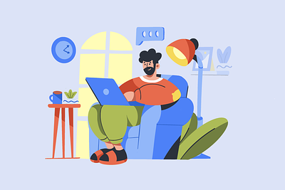 Work From Home Productivity Illustration remote working