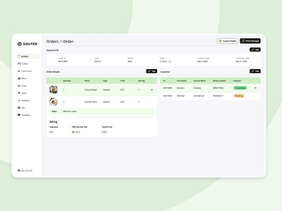 Gouter - Admin Portal for Restaurant Management admin admin portal colors delivery app desktop food food admin portal food app food delivery food order food website order restaurant restaurant restaurant admin restaurant app restaurant back table management tables ui user experience ux