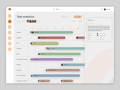 Economist dashboard: task analytics admin analytics chart dashboard design desktop gantt interface k2d layout minimal navigation productivity sidebar table task tasks team ui ux