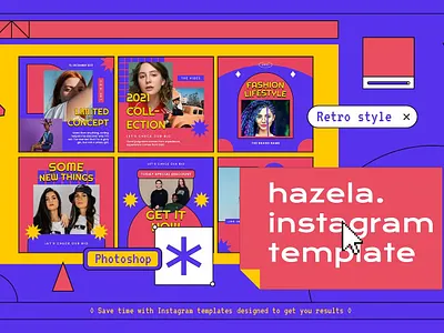 Hazela Retro Instagram Template branding graphic design instagram instagram banner instagram post instagram posts instagram posts template instagram stories instagram story instagram story template instagram template instagram templates popular social media social media banner social media pack social media templates socialmedia stories ui