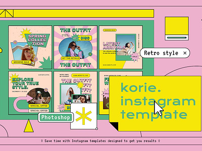 Korie Y2k Instagram Template branding instagram instagram banner instagram post instagram post template instagram posts instagram posts template instagram stories instagram stories template instagram story instagram story template instagram template instagram templates social media social media banner social media pack social media templates socialmedia stories ui