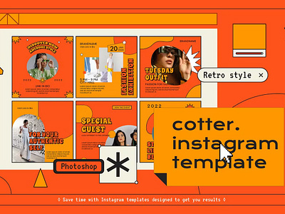 Cotter Retro Instagram Story and Post instagram instagram banner instagram post instagram post template instagram posts instagram posts template instagram stories instagram stories template instagram story instagram story template instagram template instagram templates post social media social media banner social media pack social media templates socialmedia stories