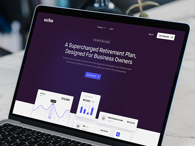 Ocho - Solo 401K branding cms design design system features finance logo product design product visual saas social proof typography user experience user interface web website design