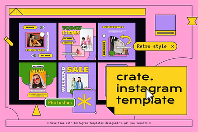 Crate Instagram Post & Stories Template graphic design instagram instagram banner instagram post instagram post template instagram posts instagram posts template instagram stories instagram stories template instagram story instagram story template instagram template instagram templates social media social media banner social media pack social media templates socialmedia stories ui