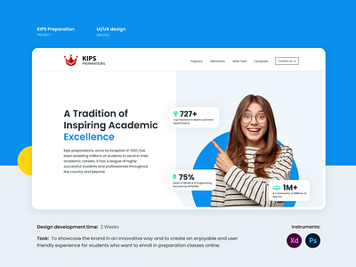 KIPS Prep Website Design academic adobe xd branding design edtech education ui uiux website design