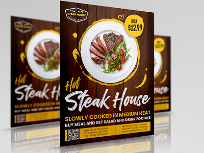 Grill Steak Flyer Template Vol.2 business corporate design flyer food leaflet menu poster restaurant steak house