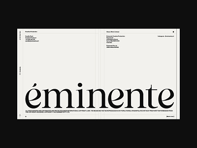 Éminente About Page animation creative production eminente interaction logo design typography ui website
