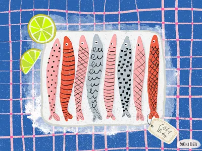 Catch of the day art licensing cute design fish food illustration illustrator lime photoshop pink surfacepatterndesign