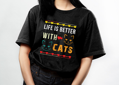 Life is better with cats typography t-shirt design bestfriend better with cat canada cat cat lover cats cattshirt custom designer home cat lovely cat pet pettshirt pussycat retro summer tshirt typography usa vintage