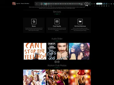 ROCKON DJ AND MUSIC LANDING PAGE 3d animation branding design graphic design illustration logo motion graphics ui vector