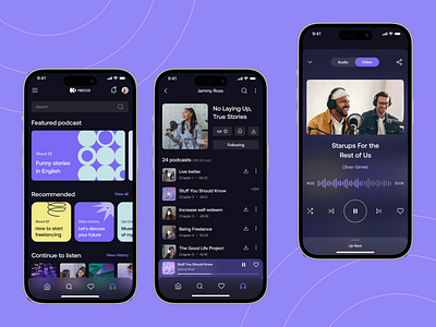 recco app branding design fireart logo mobile mobile app music app podcast ui user experience user interface ux