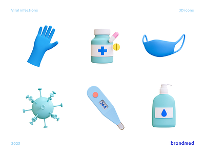 3D viral infection icons 3d design healthcare icon set icons medical render viral infections
