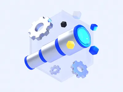 From Operational To Leadership 3d blender branding clean cogwheel design gaming illustration minimalist tech telescope voodoo