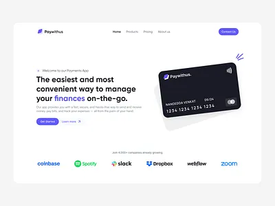 ~ Paywithus Website. 3d animation app branding design designing dribbble graphic design icon illustration logo minimal motion graphics popular trending typography ui ux vector web