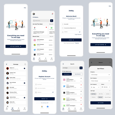 A Job Finder App app design product design ui ux