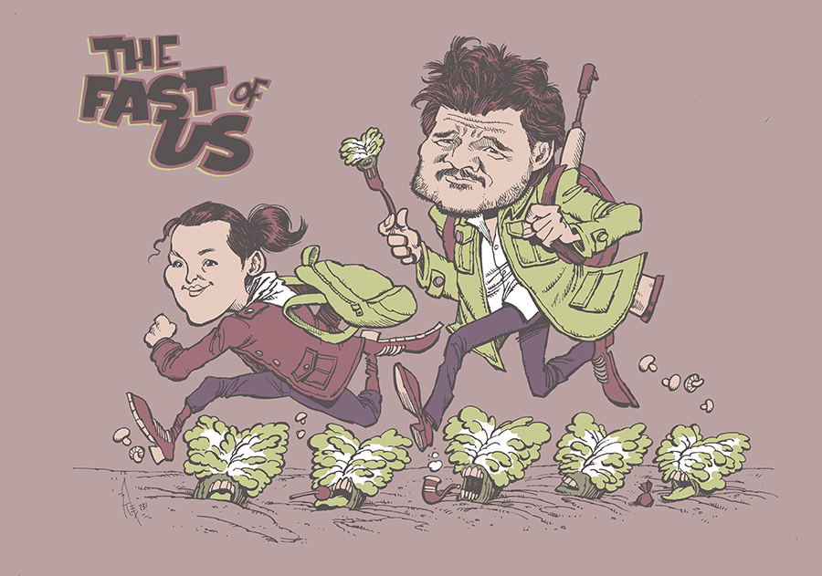 The Fast of Us caricature caricatures cartoon game humour illustration movie movies videogame