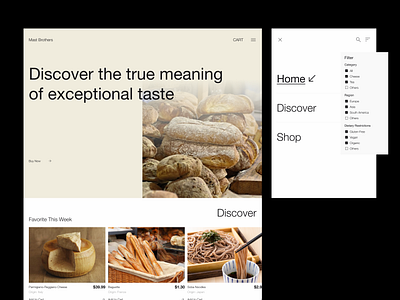 E-commerce Artisanal Foods and Drinks website UI Exploration ui ui exploration ui website uiux uiux exploration website design