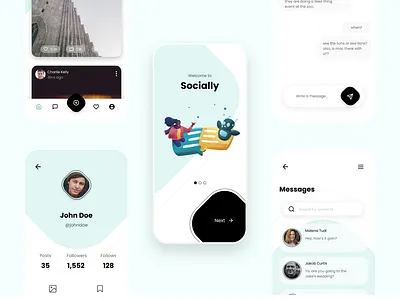 SOCIAL APP app chat design feed graphic design media presentation social ui ux