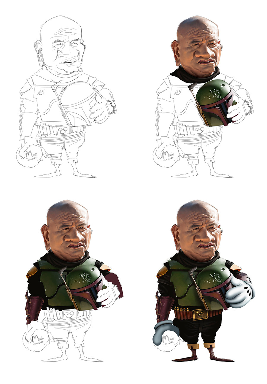 Boba Fed caricature caricatures cartoon humour illustration movie painting portrait