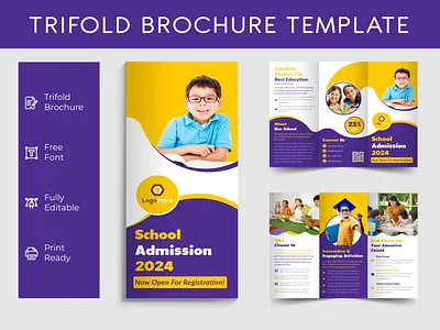 School Admission Trifold Brochure Design admission admission school flyer adobe illustrator back to school banner booklet cover branding brochure business corporate cover design education flyer graphic design kids leaflet print school trifold