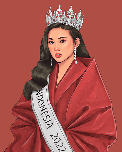 A portrait commission I did for a Miss Indonesia 2022 2d cartoon cartoon portrait illustration photoshop portarit