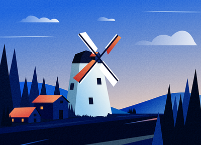 Windmill Illustration 3d branding design graphic design illustration illustration design motion graphics ui vector windmill