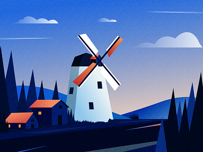Windmill Illustration 3d branding design graphic design illustration illustration design motion graphics ui vector windmill