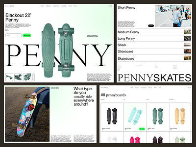 PennySkates - Layouts app black and white branding categories colours design e commerce font green penny pennyboard shop skateboard swiss typography ui user experience user interface ux wireframe