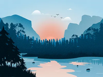 Landscape Illustration branding design graphic design illustration landscape landscape illustrtaion motion graphics silhouttes sunrise vector website