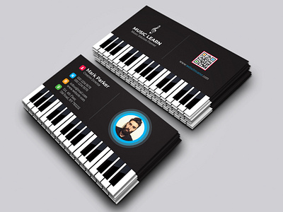 Piano Music Business Card branding design graphic design logo minimal music piano piano music studio