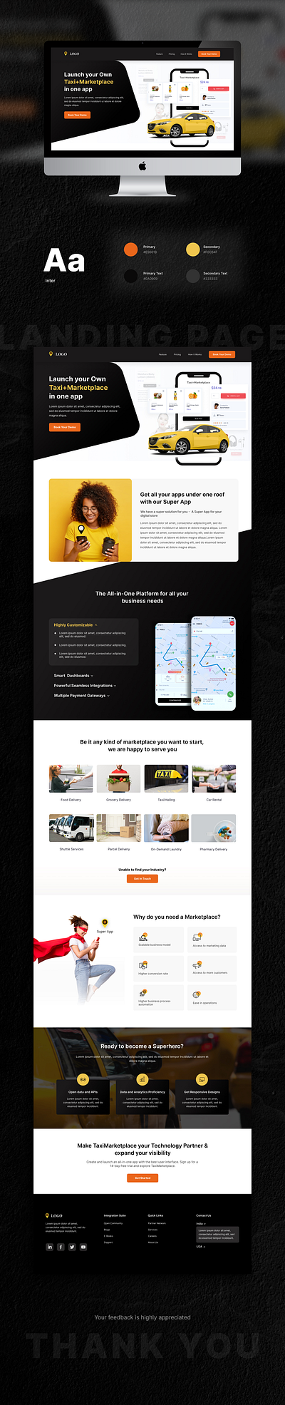 Taxi Marketplace Landing Page design landing page ui ui design web design websites