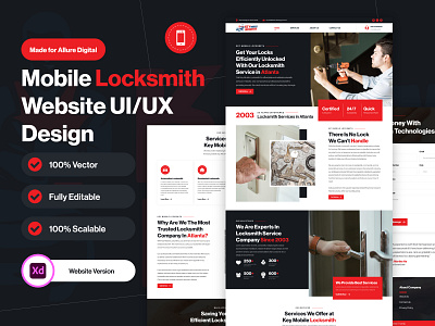 Mobile Locksmith Website UI/UX Design 🦄 design designer designing designui mockup ui ui design uiux uiuxdesign web websitedesign websiteui webui