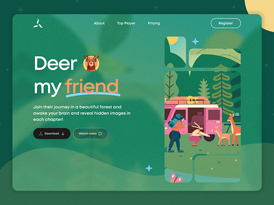 Deer My Friend - Relax Game Landing Page illustration landing page mobile game landing page ui website