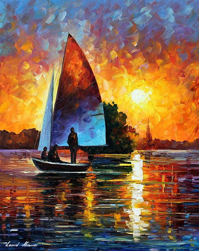 SUMMER SUNSET BY THE LAKE leonidafremov