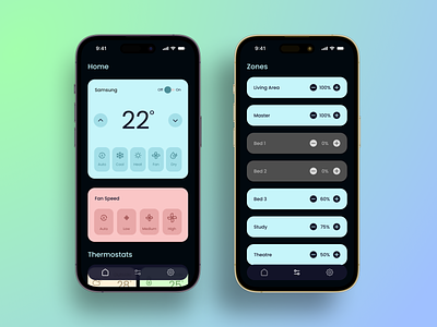 Air Conditioner Controller App aircon conditioner controller dark mobile mobile app smart home ui