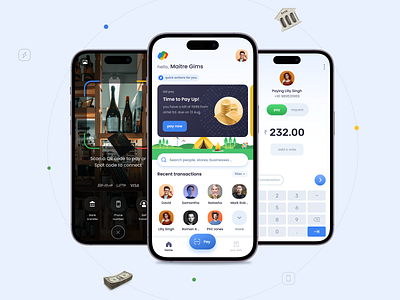 Google Pay Mobile App Redesign — Not an extensive case study! blue case sudy design finance fintech home interaction design light mobile app money payments scanner send money ui uiux