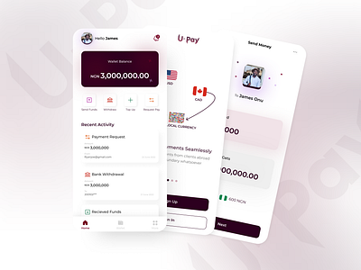 U-Pay (The ultimate financial buddy for African freelancers) app design finance fintech freelancer freellancers money ui ux