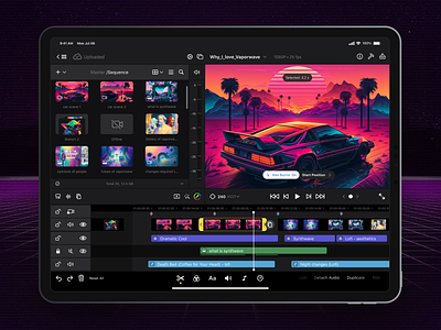Video editor on iPad app design apple build design editor hig inspiration ipad lofi minimal synthwave ui video