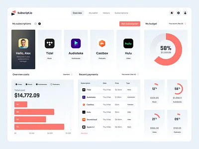 Subscript.io - animated dashboard UI concept animation branding charts dashboard data visualization interface design product design subscription ui uiux ux